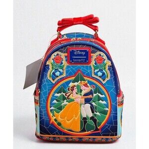 Loungefly Disney Beauty and the Beast Stained Glass Mini Backpack NWT